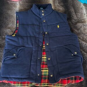 Ralph Lauren Dark Blue Vest with Tartan Interior
